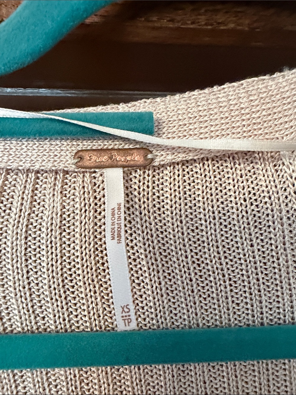 Free People Cream Ribbed V-Neck Button Cardigan - Picture 3 of 4